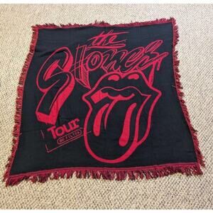 The Stones No Filter Tour Blanket Red Black Fringe Throw 48x48" Tapestry Rolling